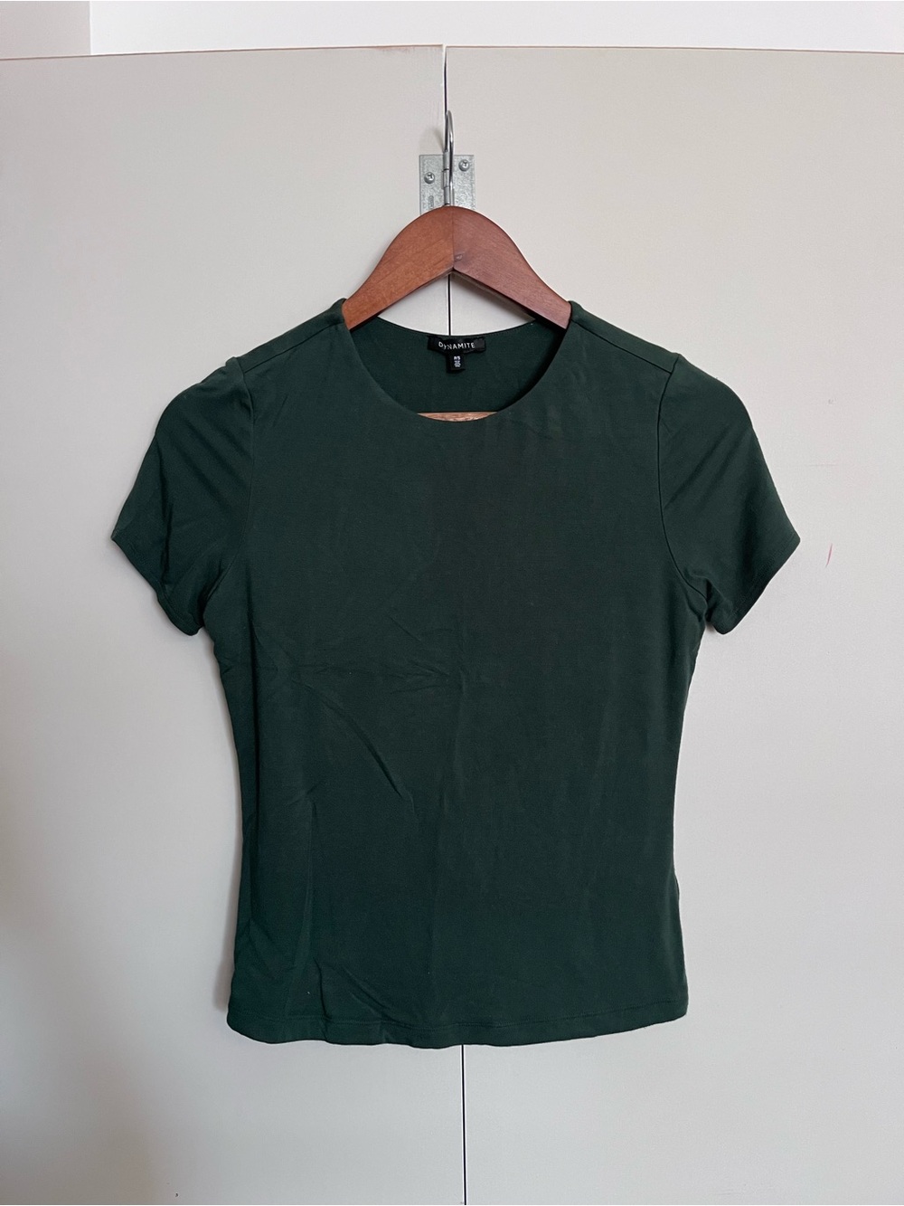 Dynamite Dark Green Short Sleeve Crewneck Top
